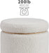 Home Décor Cream Sherpa round Storage Wooden Base by  Lexington Ottoman (AMZN2305)