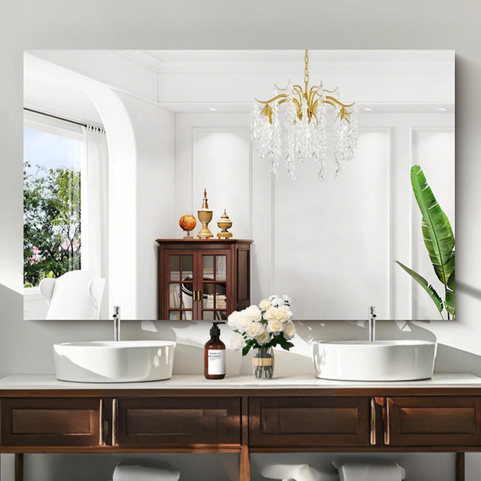 Frameless Mirror, 60"X40" Bathroom Mirror for over Sink, Upgraded Shatterproof, Large Rectangle Unframed Mirror for Wall, Bathroom, Bedroom, Living Room, Entryway, Hang Horizontal/Vertical