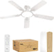 52" Low Profile Ceiling Fan with Light, Slim, White, Flush Mount, DC Reversible Motor, 6 Speeds, Remote Control, Noiseless, Dimmable, LED Light, 3CCT, Modern Ceiling Fan for Bedroom Living Room