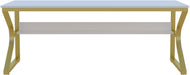 71-Inch Extra Long Desk with Storage Shelf, Gold