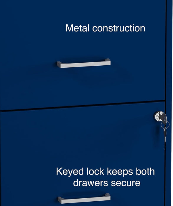 2-Drawer Vertical File Cabinet, Letter Size, Lockable, Blue