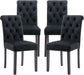 Dining Chairs Set of 4 Mid Century Modern Living Room Chairs with Button Tufted High Back Velvet Armless Chair Comfy Upholstered Side Chairs for Kitchen/Restaurant/Bedroom, Black