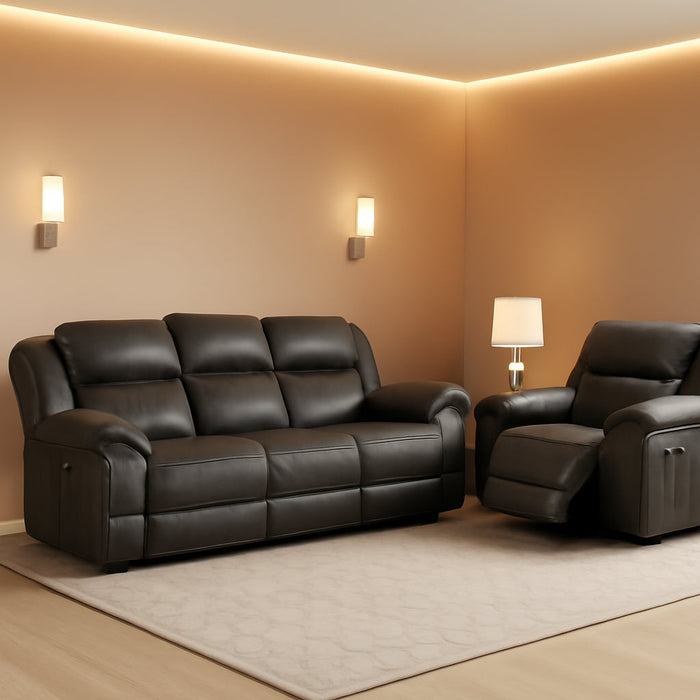 Recife 2-Piece Reclining Living Room Sofa Set, Chocolate