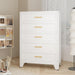 BrightWhite Tall Dresser 5 Drawer Chest 53.54Inches