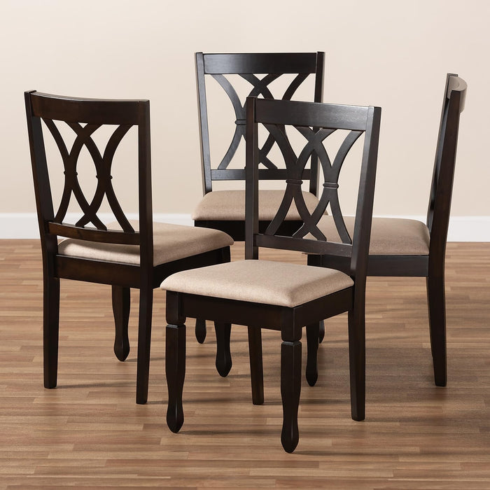 Reneau Contemporary Fabric Dining Chair, Sand Brown and Espresso, 4/Pack (153-4P-9403-Hit)