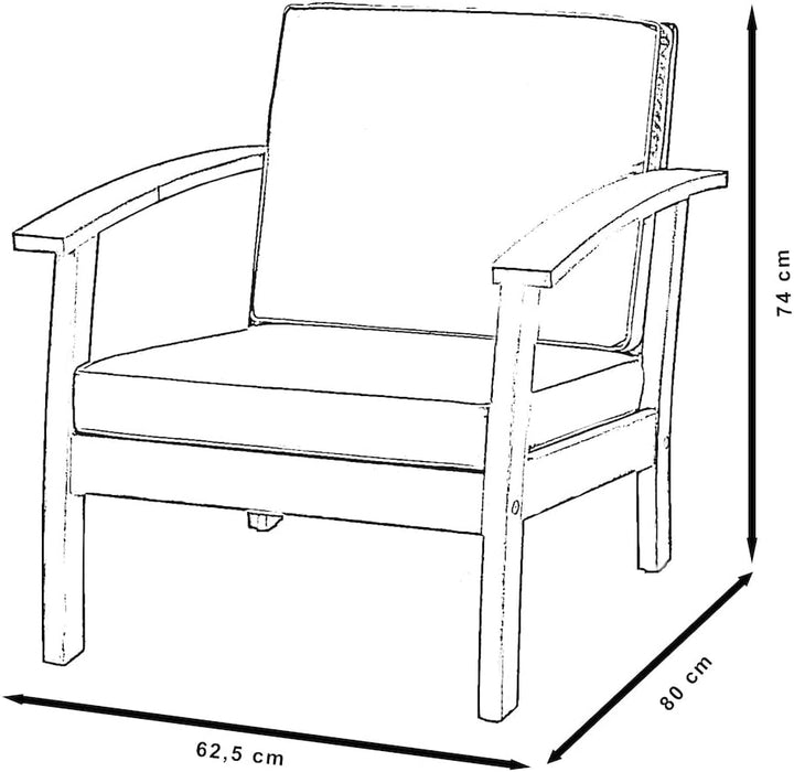 Prescott Patio 4 Piece Conversation Set | Durable Eucalyptus with Natural Finish, Blue