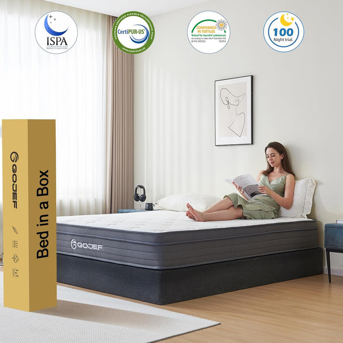 Queen Hybrid Mattress, 12 Inch, Medium Firm, CertiPUR-US