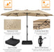 13 Ft Triple-Size Patio Umbrella W/Base Included - Market Extra-Large Double Sided Umbrella - Twin-Size Patio Parasol W/Easy Crank & 12 Strong Ribs & Ventilation Openings, Tan