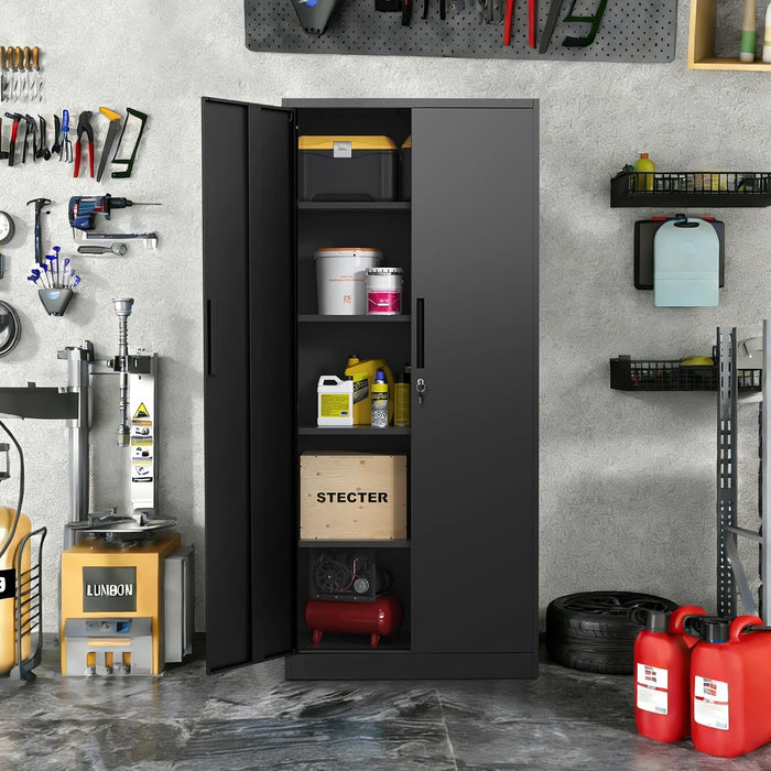 Black Powdercoated Steel Storage Cabinet Lock 71Inch