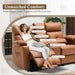 Power Loveseat Recliner Sofa with Console, Loveseat Reclining Sofa with Heat & Massage, Home Theater Seating with Lumbar Pillow for Living Room, RV Recliner Loveseat(Pu, Yellowish Brown)
