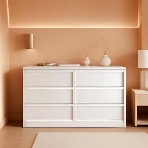 Antique White 47In Sixfold Drawer Dresser Collections