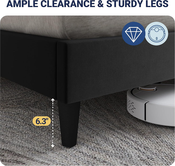 Queen Bed Frame with Storage Headboard & Smart Charging Station