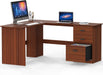 51 X 59 Inches L-Shaped Home Office Wood Corner Desk with Box Box File Drawers, Walnut
