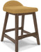 Lyncott Contemporary 28.5" Counter Height Upholstered Bar Stool with Foam Cushion, 2 Count, Mustard & Brown