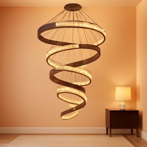 5 Ring Large Black Chandeliers Luxury Modern Crystal Chandelier Lighting, High Ceiling Chandelier for Foyer Staircase D12''+20''+27.5''+35''+43''