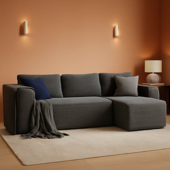106 Inches Modular Sectional Sofa RightFacing Grey