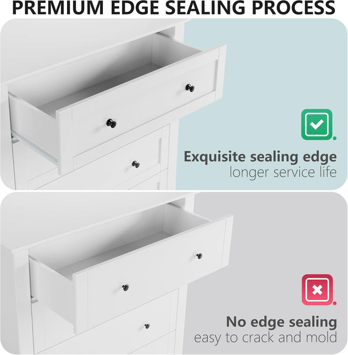 Modern White 5-Drawer Dresser Storage Organizer for Bedroom, 42.5 Inches Tall