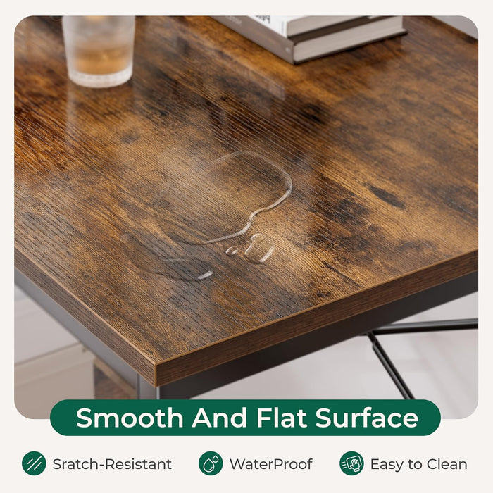 47 Inches L Shaped Desk, Computer Desk with Reversible Storage Shelves, Gaming Desk, Corner Desk Home Office Desks, Writing Desk Study Desk with Metal Frame, Rustic Brown