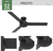 Contemporary 52 Inch Matte Black Ceiling Fan
