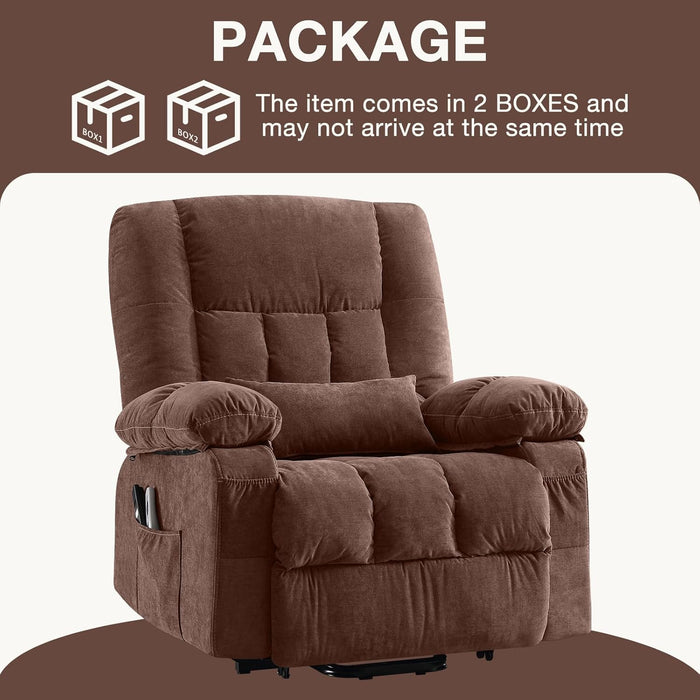 Brown Power Recliner with Massage & Heat