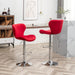Ellston Velvet Adjustable Swivel Barstools in Red, Set of 2