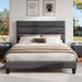 Queen Size Bed Frame with Linen Upholstered Headboard, Modern Platform Bed with Wooden Slats Support, Noise-Free, No Box Spring Needed, Easy Assembly, Grey