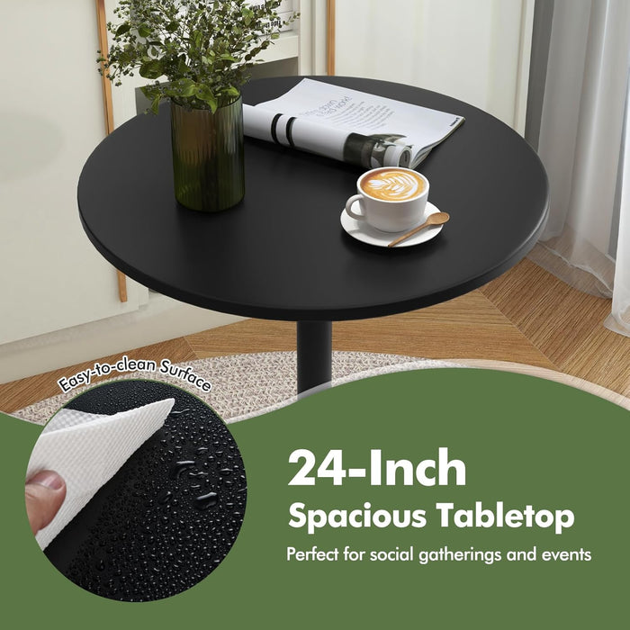 round Bistro Table, Height Adjustable Bar Height Cocktail Table, High Top Pub Table Snack Table with Heavy-Duty Metal Base for Home Bar, Dining Room, Restaurant, Black