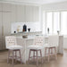 26" Swivel Bar Stools Set of 2, Counter Height Barstools with Back, Linen Fabric Upholstered Bar Stools, Modern Barstools Wood Legs for Kitchen Island Dining Room Bar