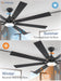 72 Inch Large Ceiling Fans with Lights and Remote, Indoor/Outdoor Black Modern Ceiling Fan for Kitchen Living Room Patio, 6 Speed Reversible Quiet DC Motor, 3 CCT, Dual Finish 8 Blades