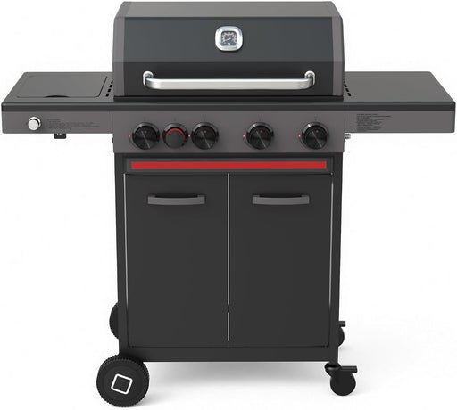 Brand-Man 4 Burner Propane Gas Grill with Infrared Side Burner, 52,000 BTU Total BBQ Grill with Porcelain-Enameled Cast Iron Diamond-Pattern Grates & Griddle for Outdoor Barbecue Grilling