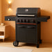 Brand-Man 4 Burner Propane Gas Grill with Infrared Side Burner, 52,000 BTU Total BBQ Grill with Porcelain-Enameled Cast Iron Diamond-Pattern Grates & Griddle for Outdoor Barbecue Grilling