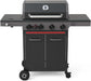 Brand-Man 4 Burner Propane Gas Grill with Infrared Side Burner, 52,000 BTU Total BBQ Grill with Porcelain-Enameled Cast Iron Diamond-Pattern Grates & Griddle for Outdoor Barbecue Grilling