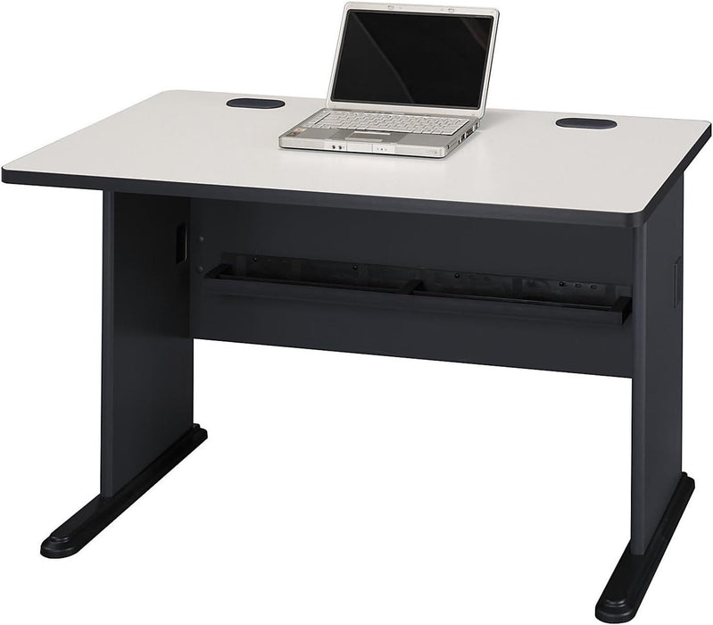 Bush Business Furniture Series a 48W Computer Desk in White Spectrum and Slate, Small Office Table for Home or Professional Workspace
