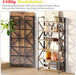 No Assembly Folding Bookshelf, 61.9" H X 23.6" W, 6 Tier Foldable Book Shelf Industrial Bookcase, Vintage Collapsible Storage Shelves for Home Office Living Room Bedroom, Rustic Brown Black