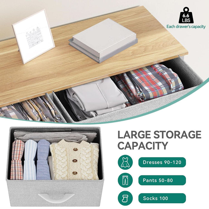 Dresser for Bedroom, Fabric 8 Drawers, Tall Dresser with Fabric Bins, Storage Tower Unit, Chest of Drawers for Living Room, Hallway, Closets
