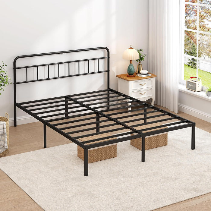 Full Bed Frame with Classin Headboard, Black