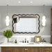 28X40 Inch Wavy Wood Mirror for Wall, Black Solid Wood Frame