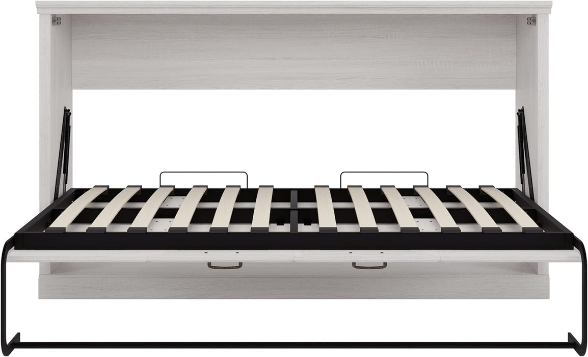 Twin Size Murphy Bed Wall Bed, Folding into a Cabinet, Space Saving Bedroom Furniture for Multipurpose Guest Room, Home Office, Rustic White