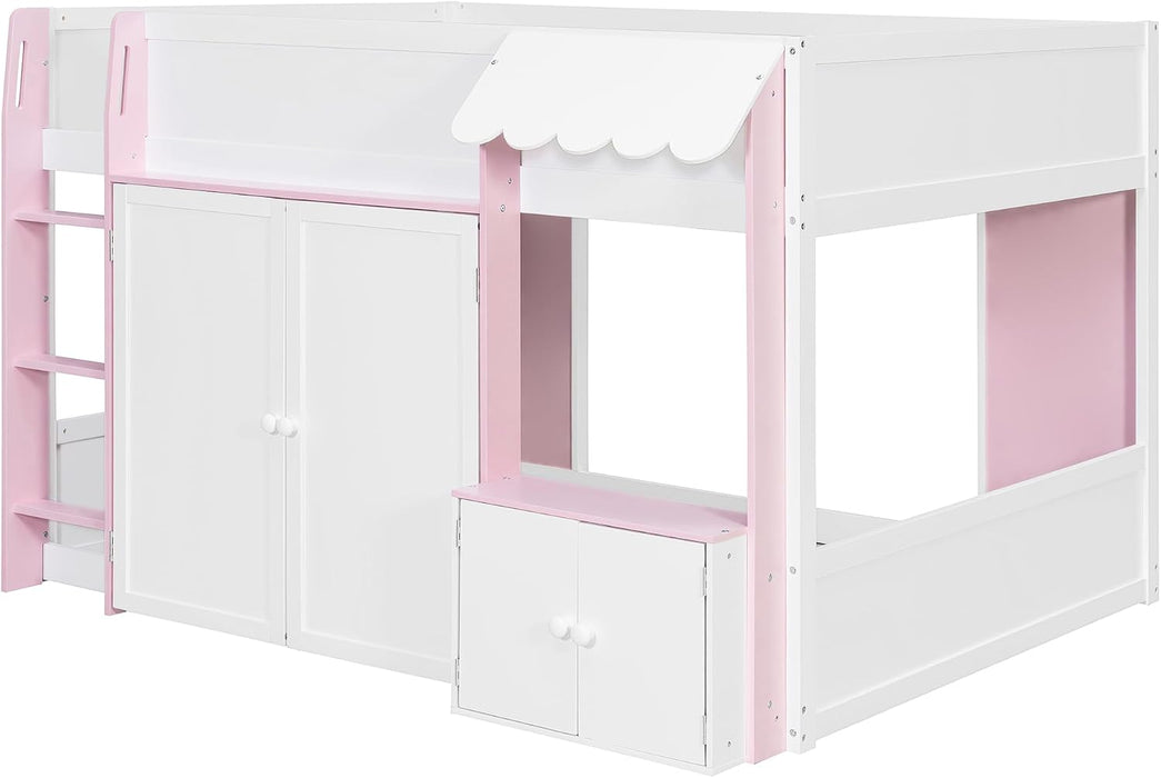 Fullsize Loft Bed With Expanded Storage PinkFinish