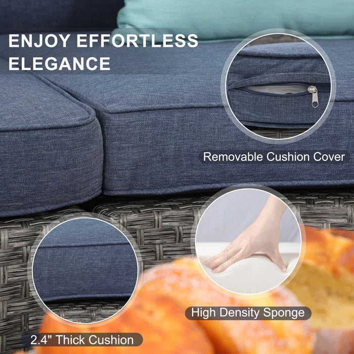 Wicker 6 - Person Modular Patio Conversation Sets with Cushions