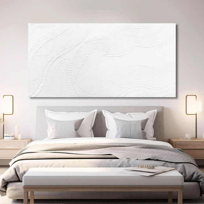 Large Wall Art Modern Canvas Picture Abstract Wall Decor White Line Art for Living Room Neutral Artwork for Office Bedroom 29"X58" Geometric Painting