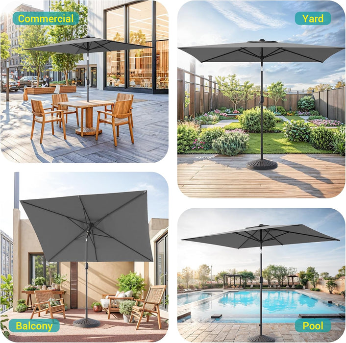 6x9ft Rectangle Umbrella With Integrated Solar Lights