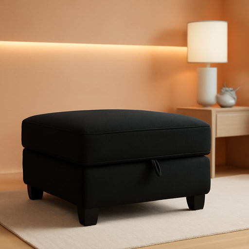 Ottoman Module for Modular Sectional Sofa, Storage Ottoman Square Ottoman Bench for Living Room, Velvet Black