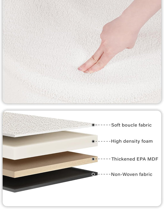 Ottoman with Stroage, round Sherpa Storage Ottoman Stool, Boucle Foot Rest22 X 22"X15.75" (White)