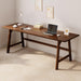 Solid Wood Writing Table - 72"W Minimalist Long Computer Desk, Walnut