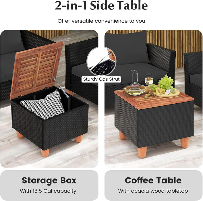 8 Piece Outdoor Conversation Set, Patio Cushioned Chairs (2, Black)