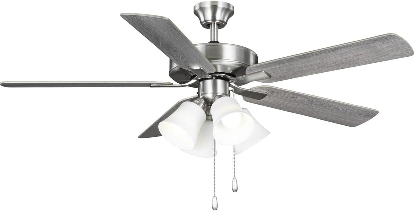 Airpro 52 In. Brushed Nickel 5-Blade AC Motor Transitional Ceiling Fan with Light