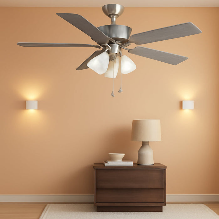Airpro 52 In. Brushed Nickel 5-Blade AC Motor Transitional Ceiling Fan with Light