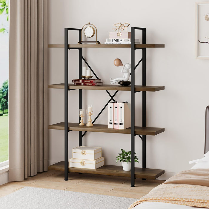 Industrial Strength Bookshelf With Rustic Oak Finish