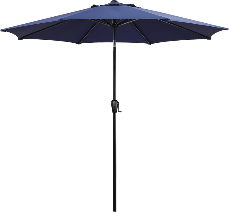 9' round Patio Umbrella with Push-Button Tilt and Hand Crank Lift System, Market Umbrella for Porch, Deck, and Patio